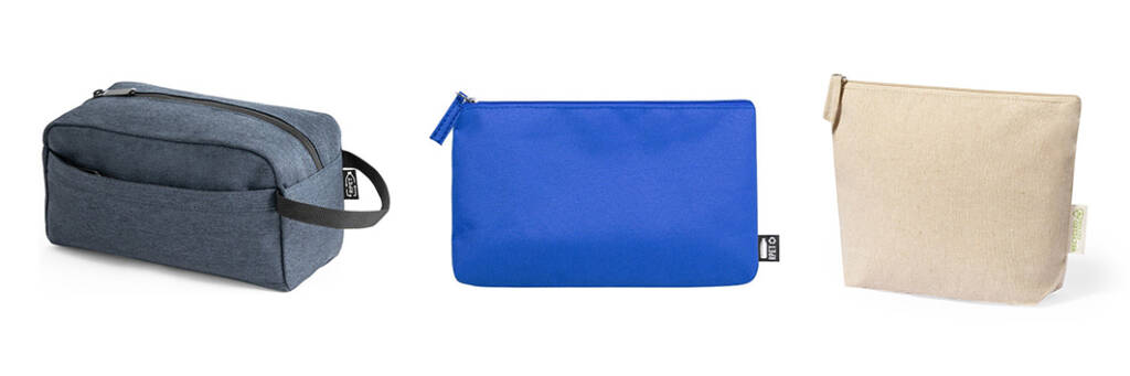 Promotional corporate beauty bags in recycled materials